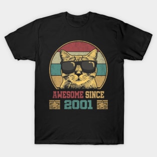 Awesome Since 2001 23rd Birthday Gift Cat Lover T-Shirt